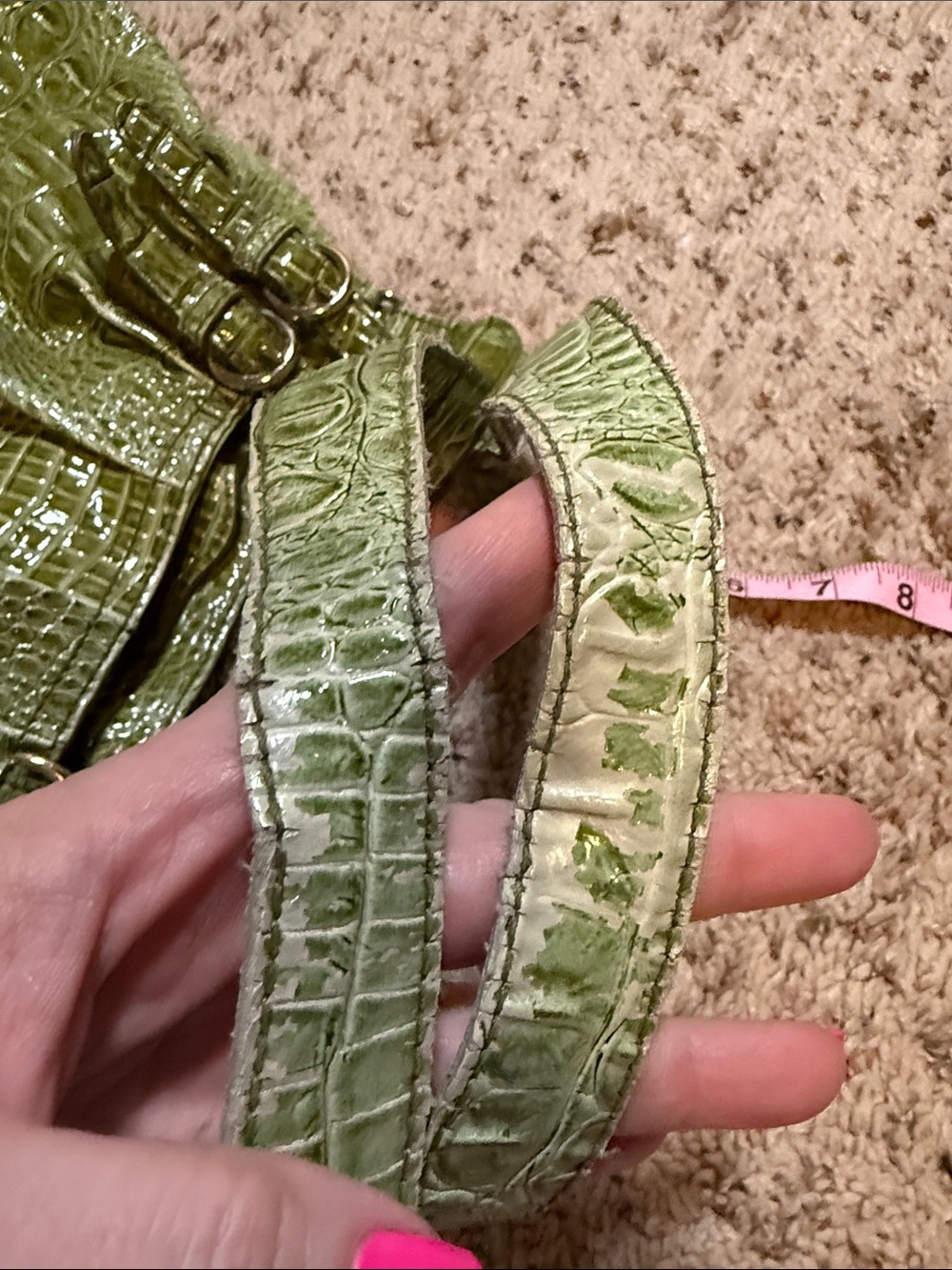 Jessica Simpson Olive Green Croc-Embossed Shoulder Bag - Picture 11 of 11
